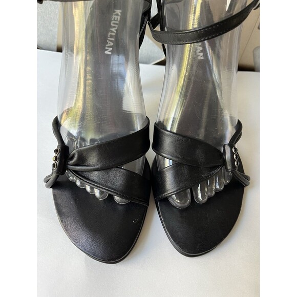 New Keuyluan Black Soft Leather High Heels Shoes Sandals Made Italy Sz 40 Us 9 - Picture 5 of 10